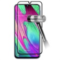9d plný obálka Samsung Galaxy A40 Tempered Glass Ochrana - Černá